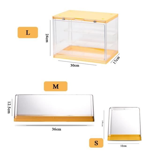 s 12x12x12cm square - jaune - boîte à stores en acrylique transparent, vitrine de figurines pop mart, kits de