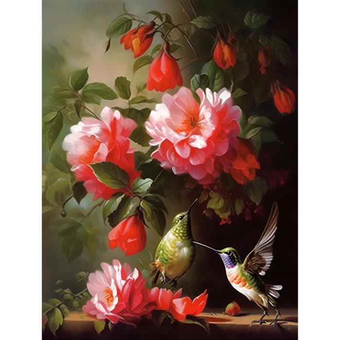 Bimkole 5D Diamond Painting DIY Kits Oiseau Fleur, Landscape Peinture D'art Diamant Kits Résine