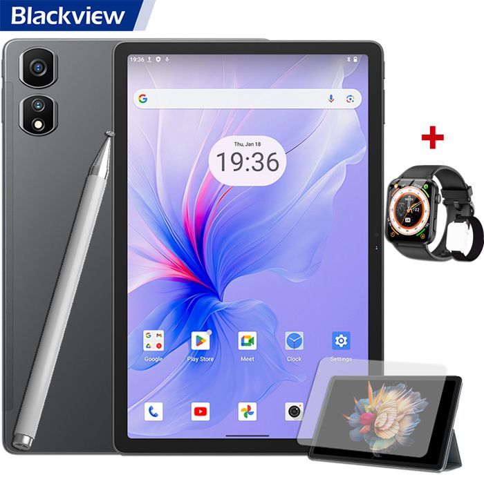 BLACKVIEW Tab 13 Tablette Tactile 10Go+128Go/SD1To 7280mAh 4G LTE/5GWiFi/PC Mode/SIMO Internet Argent avec Clavier K1
