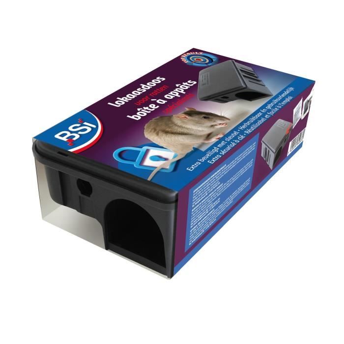Boîte à appâts anti-rats - À garnir et réutilisable - Très solide - 1 clé - Intérieur et Extérieur - 23x12 5x7 5cm - BSI