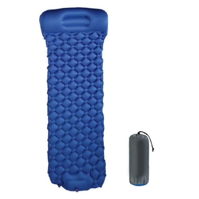 Tapis de camping gonflable matelas d'air extérieur en plein air Randonnée pliable Coussin de sommeil Bleu foncé