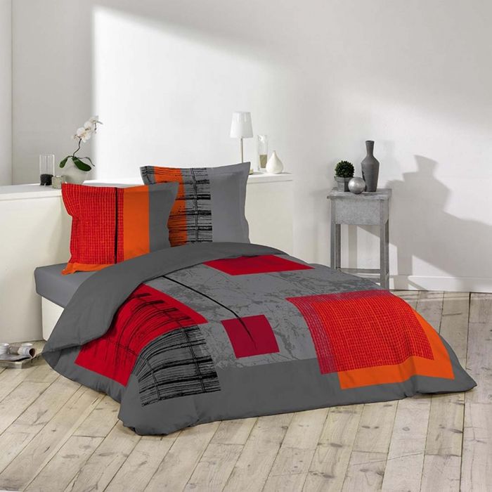 Parure de couette - DOUCEUR D'INTERIEUR - QUADRO - 100%