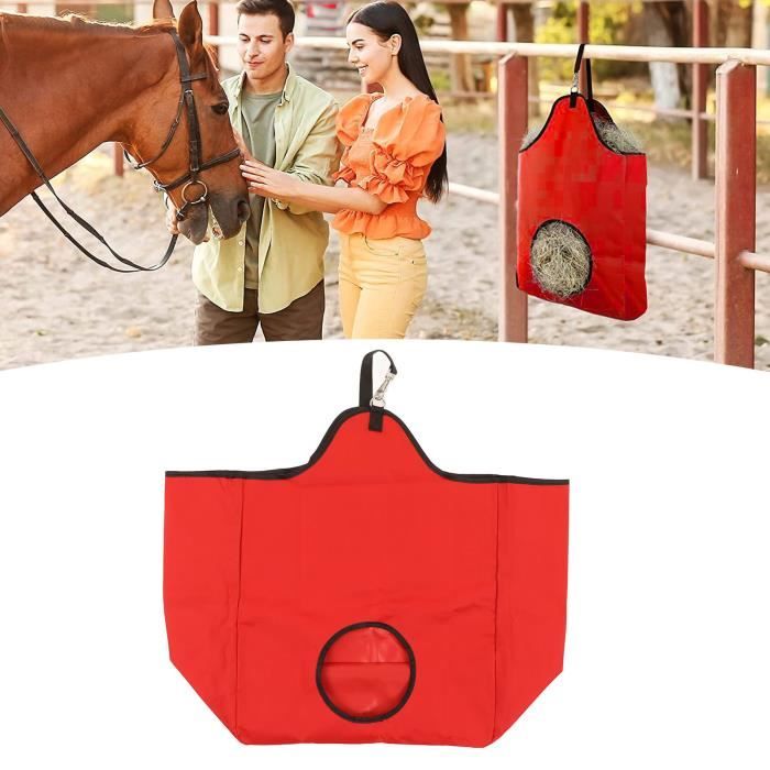 Dualoai Filet à Foin pour Sac d'alimentation pour Chevaux, pour Alimentation Lente, avec Sac en Maille PVC, Rose