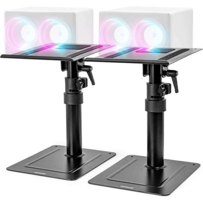 Duronic SPS30 2 Supports dEnceintes pour Bureau Hauteur Ajustable de 264 à 405 cm Inclinable et Rotatif Plateau de 24 x 20
