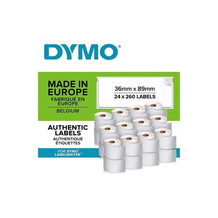 Pack de 24 rouleaux détiquettes adresse grand format 36mm x 89mm DYMO LabelWriter