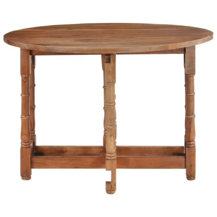table de salle à manger - estink - rond - bois massif - blanc - campagne - 110x76 cm