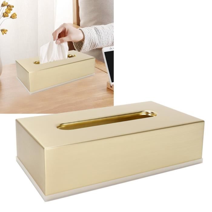 Boîte à Mouchoirs Rectangulaire BTSKY Dorée - Acier Inoxydable Pour Déco