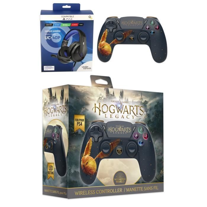 Manette PS4 Bluetooth Harry Potter Hogwarts Legacy Vivet Doré Lumineuse 3.5 JACK + Casque GAMING PS4 PS5 PLAYSTATION