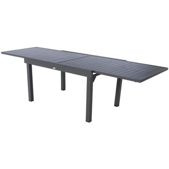 Table de jardin extensible Piazza Graphite - Hespéride - 10 personnes - Aluminium traité époxy - Noir