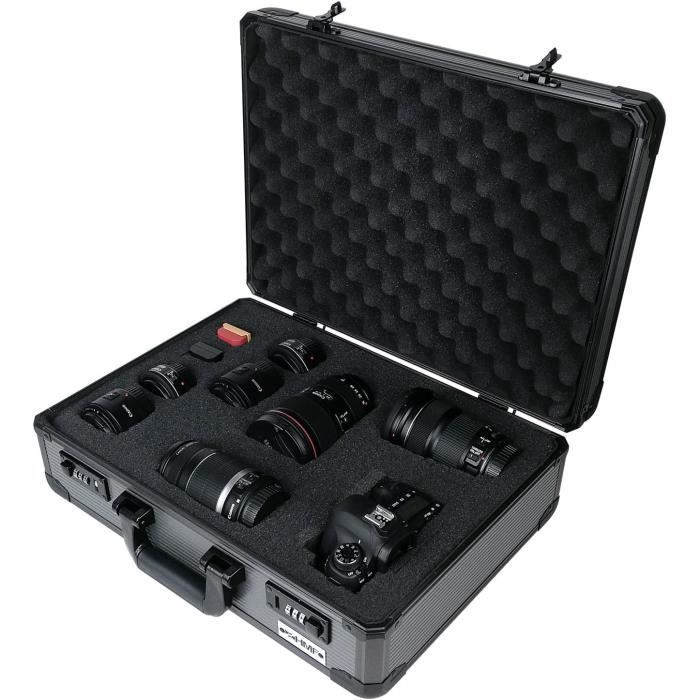 HMF 14402-02 Valise pour Appareil Photo en Aluminium avec Mousse Prédécoupée