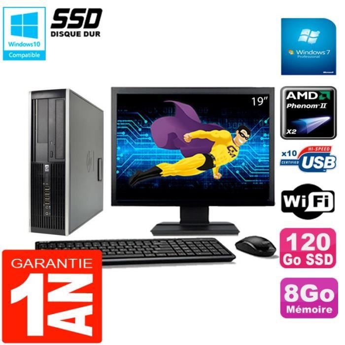PC HP Compaq 6005 Pro SFF Ecran 19 AMD Phenom II RAM 8Go 120 Go SSD Wifi W7 - Hewlett packard