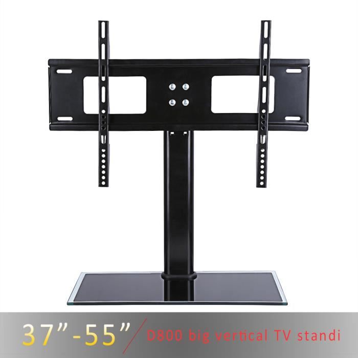 BONTEC Support TV sur Pied Universel pour Téléviseurs 26-65 Pouces, Pied TV Réglable avec Base en Verre Trempé, Pied Télévision avec Gestion des Câbles, VESA Max 600x400 mm