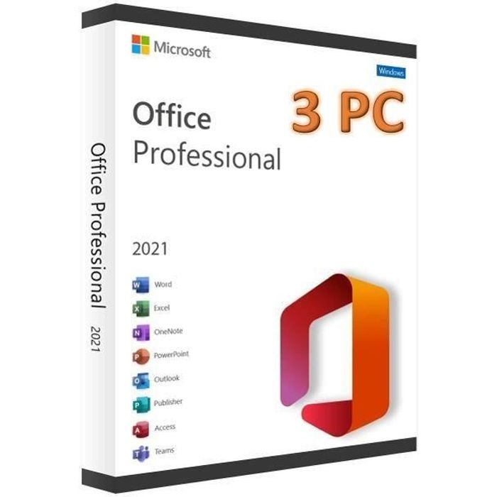 Microsoft Office 2021 Professionnel Plus (Professional Plus) 3 PC – Clé licence à télécharger – Rapide Mail & Messagerie Cdiscount