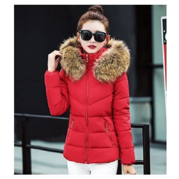 doudoune femme rouge et noir