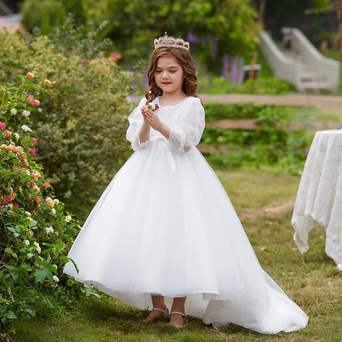 Robe D'été Fille En Dentelle - Style Demoiselle D'honneur Pour Baptême, Mariage Ou Fête (imprimé Floral)