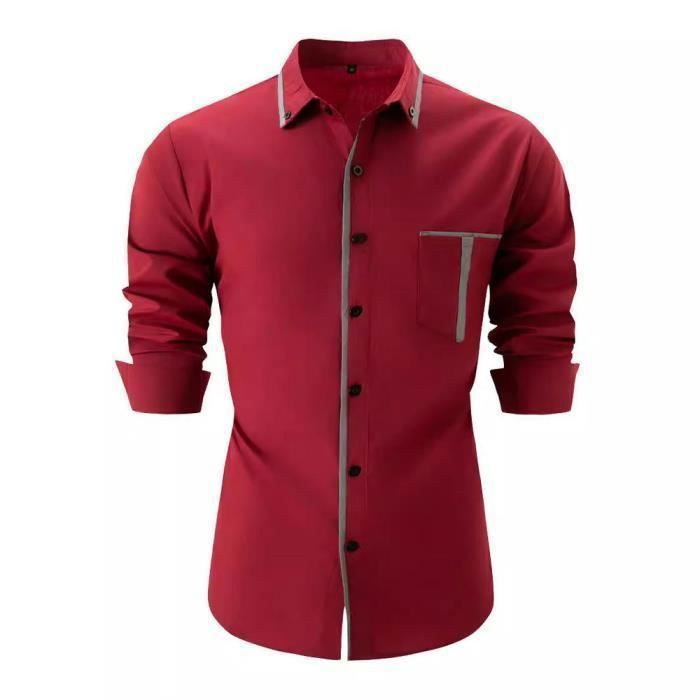 Chemise Homme Enlision - Manches Longues Regular Fit - Col U - 60% Polyester 40% Coton - Infroissable