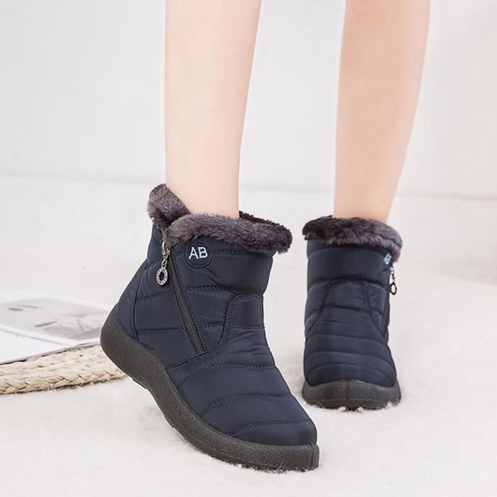 Femme Femmes genou mollet doublées en fourrure Grip Hiver Neige Pointure De Marche