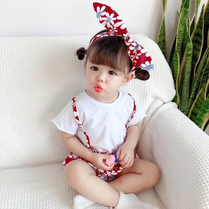 Une barboteuse Body bébé fille à manches courtes à imprimé floral et  bretelles + bandeaux Rouge - Cdiscount Prêt-à-Porter