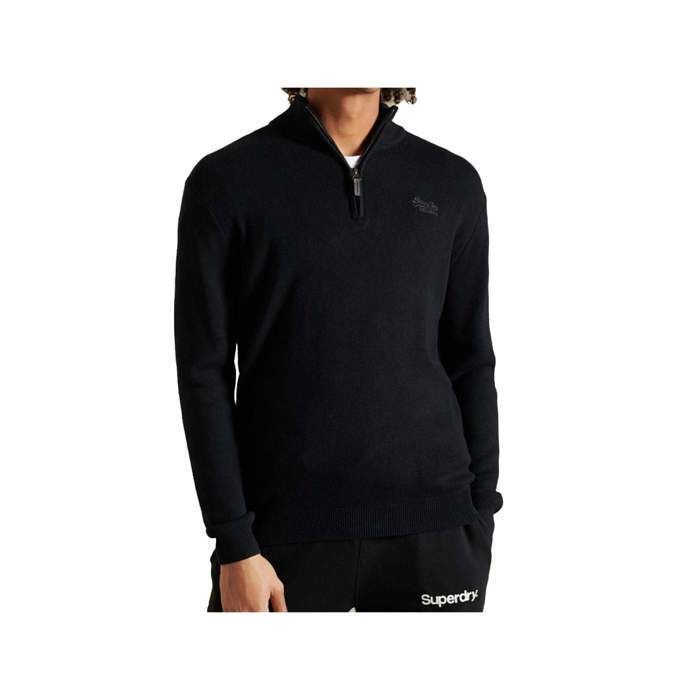 Pull Superdry Homme Vintage logo brod Noir Coton Authentique