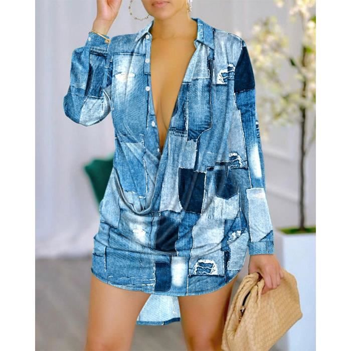 Robe Jour de L'An Femme Femmes Casual Sexy col Rond débardeur Robe sans  Manches Jour de l'indépendance Imprimer Tenue décontractée Robes Longues  Hiver (Blue, S) : : Mode