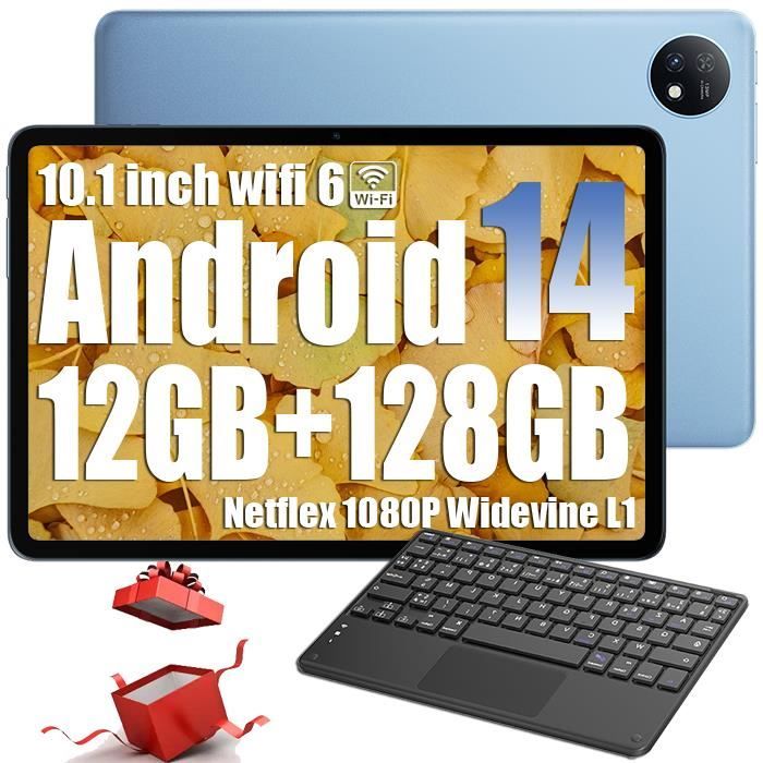 Oscal Pad 7 Tablette Tactile 10.1 HD Android 14 RAM 12 Go ROM 128 Go-SD 1 To 6600mAh 8MP+13MP Widevine L1 Bleu Avec Clavier K1