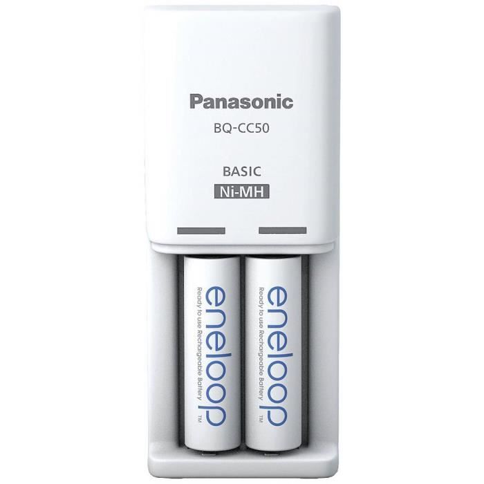 Panasonic Compact BQ-CC50 +2x eneloop AA Bloc chargeur NiMH LR03 (AAA), LR6 (AA)