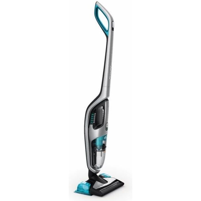 PHILIPS FC6408/01 Aspirateur balai PowerPro Aqua - Système d'aspiration et nettoyage humide 2 en 1 - Sans fil rechargeable - Argent