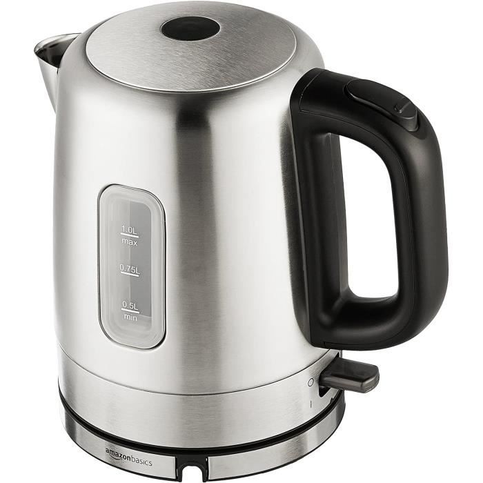 H.Koenig Bouilloire électrique BO12 1,2L Inox Compacte Pratique 1630 W, Verre Gradué Avec Niveau D'Eau Visible, Ebullition Chauffage Rapide, Lavable, Témoin Lumineux, Socle 360