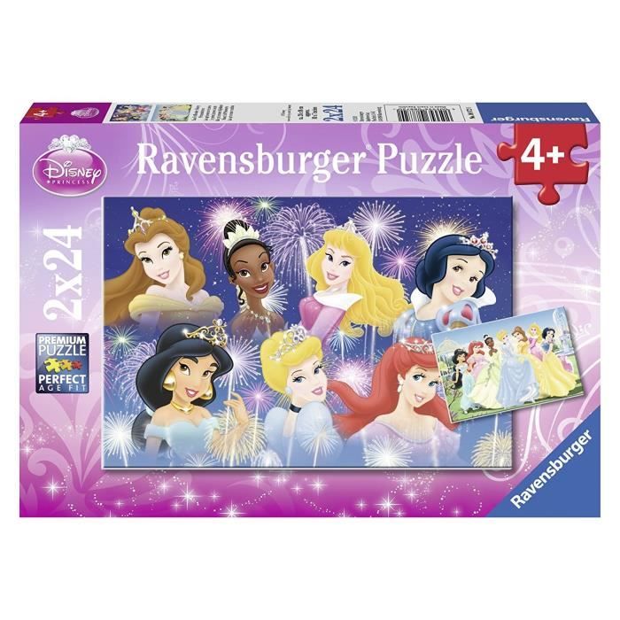 Puzzle 2 x 24 pièces : Princesses Disney : Les princesses réunies Ravensburger France - vue 10
