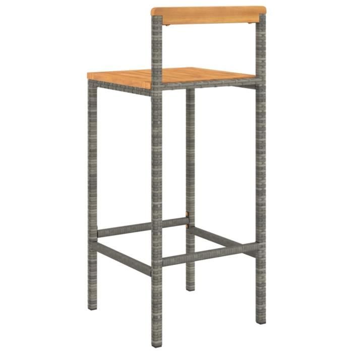 Tabourets de bar - SALUTUYA - BD1992 - Résine tressée - Bois dacacia - Lot de 4