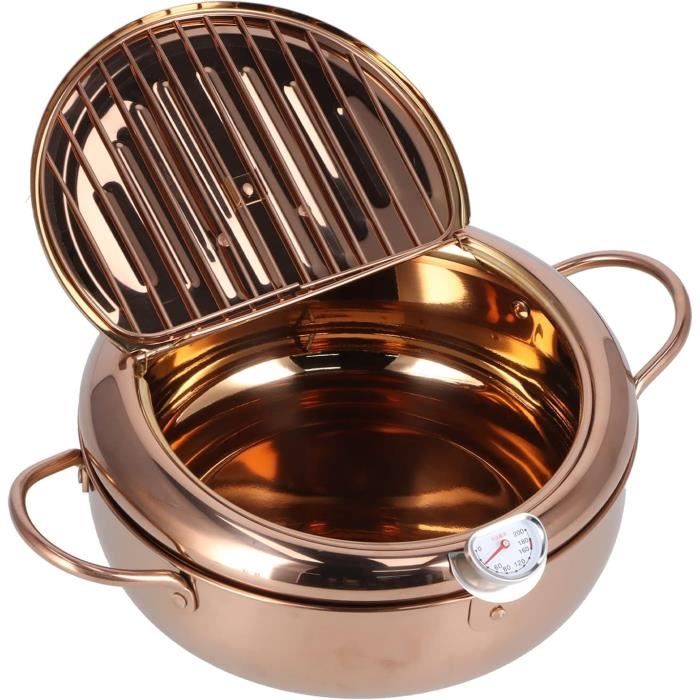 Friteuse Tempura Japonaise 2,2 L - Inox 304, Avec Thermomètre Et Support égouttoir - Pour Poulet, Frites, Beignets - 2