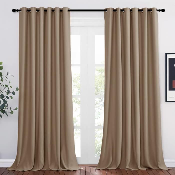 Rideau Occultant Thermique 245x132 Cm - Triple épaisseur, Coupe-vent, Isolant été/hiver, Couleur Beige - 4