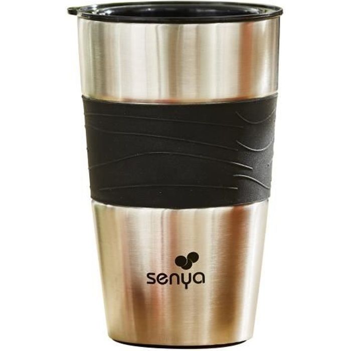 Mug Isotherme Axentia 400ml - Acier Inox, Hermétique, Pour Voiture Et Bureau