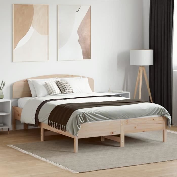 Cadre De Lit 120x190 Cm Avec Tête Et Pied - Hauteur 46 Cm, Métal Noir, Rangement Dessous, Montage Facile