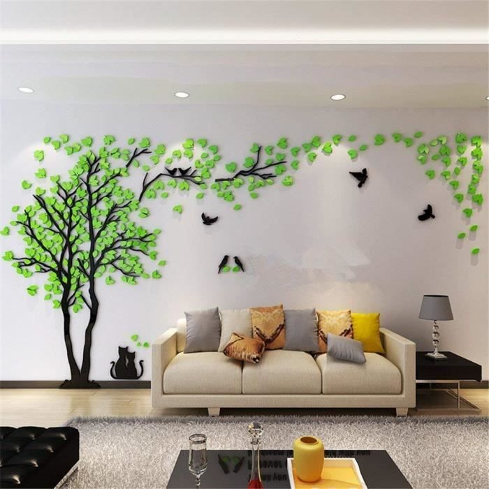 Monde 3d Arbre Geant Cristal Peinture Stickers Muraux Salon Chambre D Enfants Canape Fond Decorations Stickers Green Left Xl Achat Vente Stickers Cdiscount