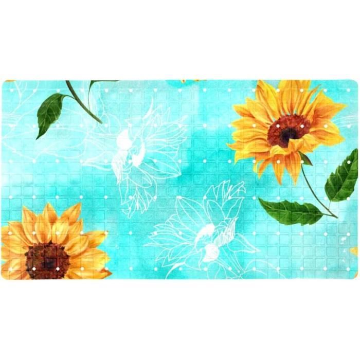 Tapis De Baignoire Antidérapant 46x46 Cm - Bleu, Ventouses, Trous De Drainage, Lavable