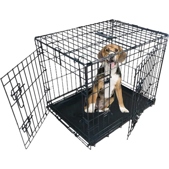 Comparer les prix de Ellie-Bo Cage pour Chiens et Chiots, Cage Pliable à 2 Portes Avec Plateau Métallique Anti-Mâchonnements, Taille S 61 cm, Noir3