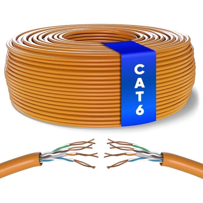 Cable Ethernet 100m Mr. Tronic Exterieur Impermeable Câble Ethernet 100m, Reseau LAN Cat 6 Haut Debit Pour Une Internet Rapide | Câble Ethernet AWG24, Cat6 RJ45 UTP CCA 1 Cable Home Depot