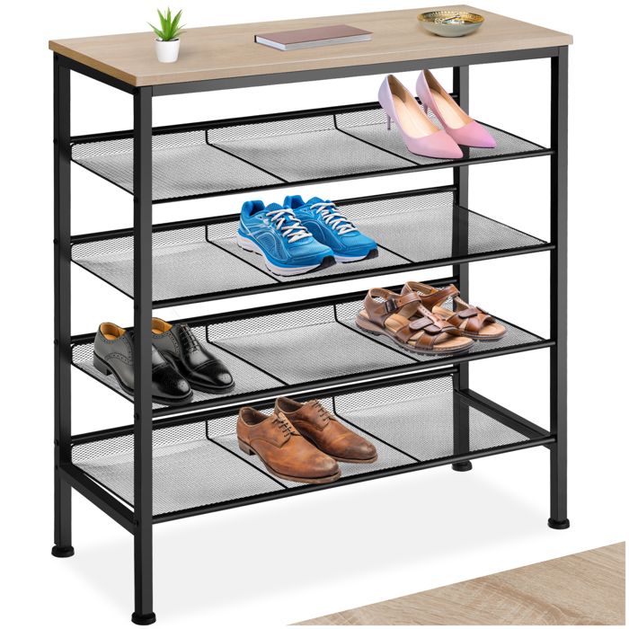 Meuble à chaussures - TECTAKE - Étagère à chaussures BOURNEMOUTH en bois MDF 755 x 305 x 855 cm - Bois clair/Chêne sonoma