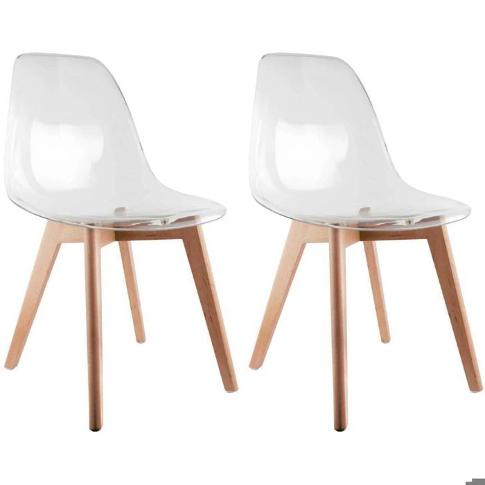 chaise scandinave - the concept factory - coque transparente - pieds en bois massif