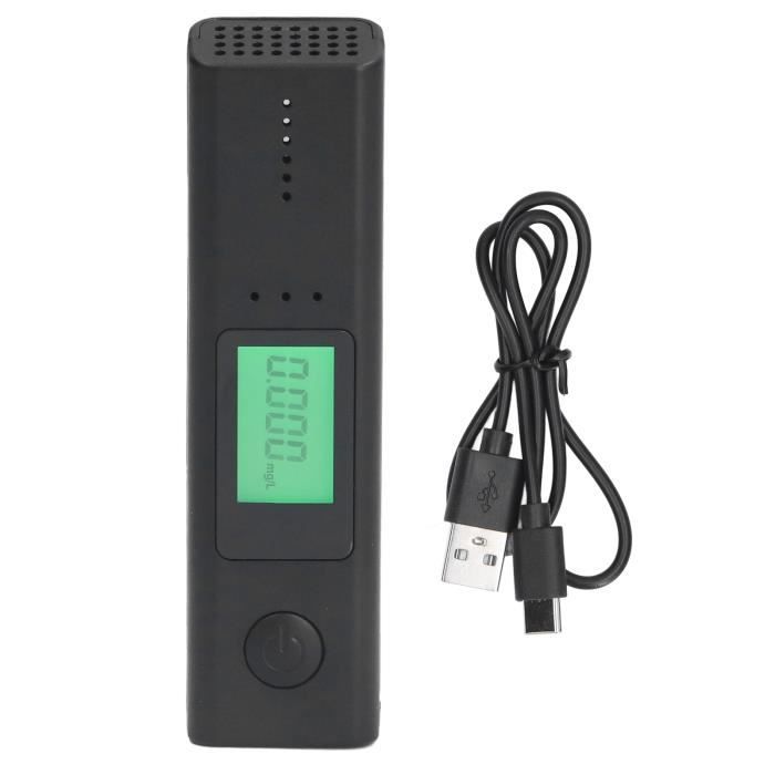 Éthylotest Portable USB Rechargeable Avec Écran LCD - Testeur D'Alcool Précis Pour Maison Et Fêtes, Noir