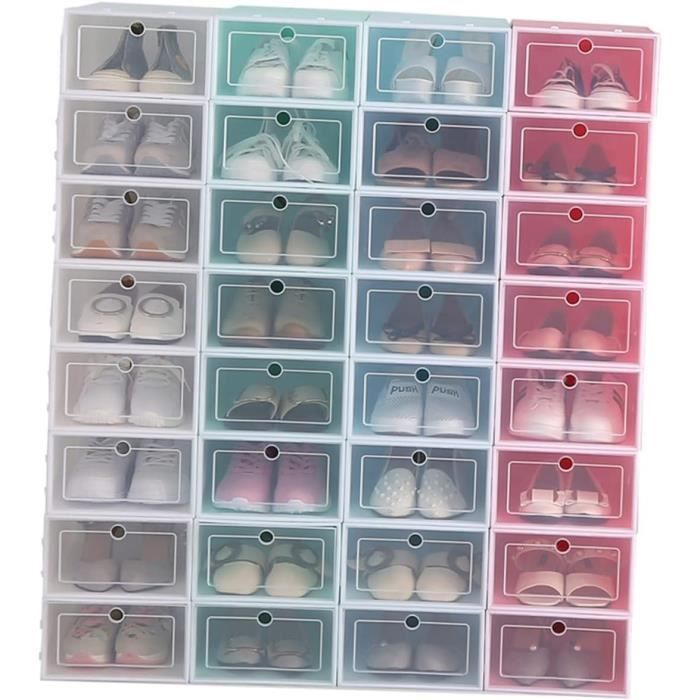 Organisateur Chaussures Lifewit - Boîte Rangement Pliable | 16 Compartiments Réglables | Gris Avec Couvercle Transparent