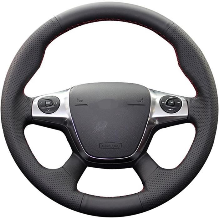 Housse De Volant En Cuir Artificiel Pour Ford Fiesta 4 / MK4 (1996-2006) - Noir - Installation Facile - Diamètre 37-38 Cm
