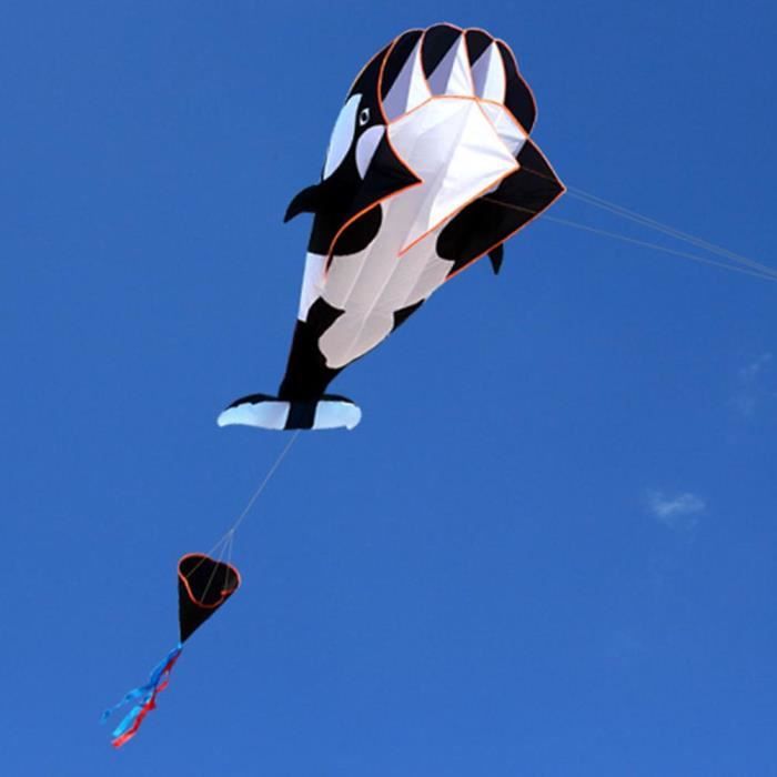 Cerf-Volant 3D Baleine Géant 120x215cm - Pour Plage Et Plein Air | Sans Armature | Facile à Faire Voler | Enfants/Adultes