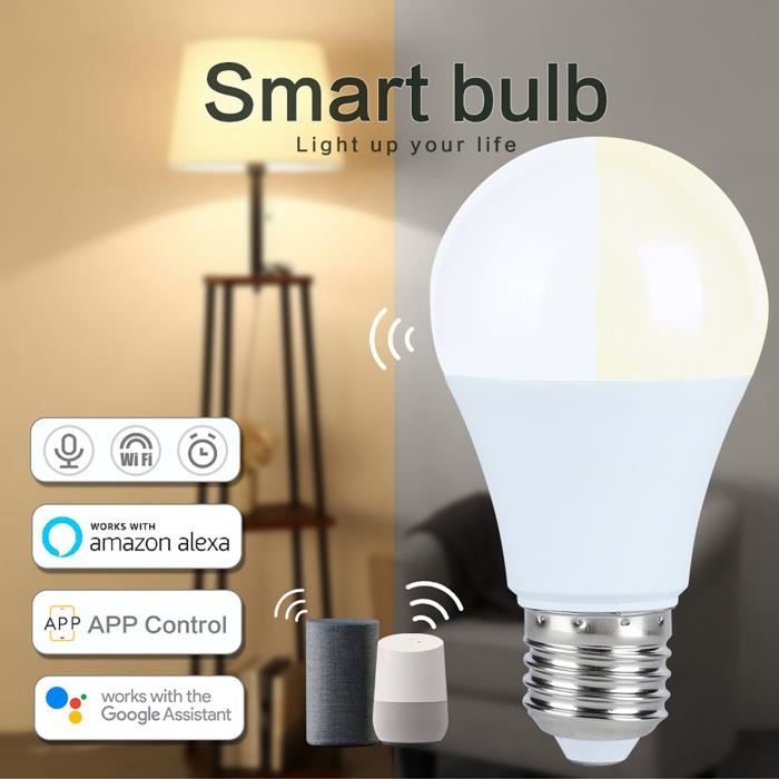 Ampoule LED 2000-7000K Ampoule WIFI Intelligente E27 Compati