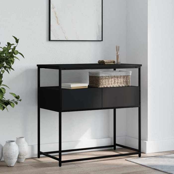 Table Console VidaXL Marron - Bois De Pin Massif Et MDF - 80x30x72cm Avec Tiroir - Meuble Salon