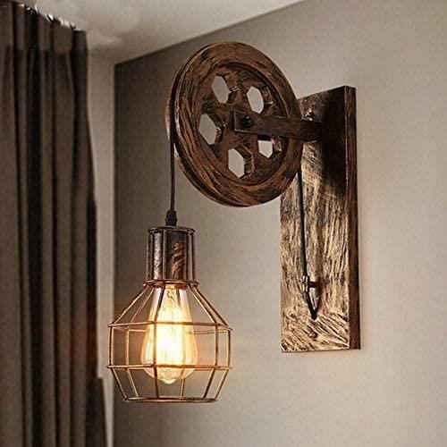 Roue Applique Murale Rétro E27 Lampe Murale Vintage Décorative Eclairage Murale Créative en Fer