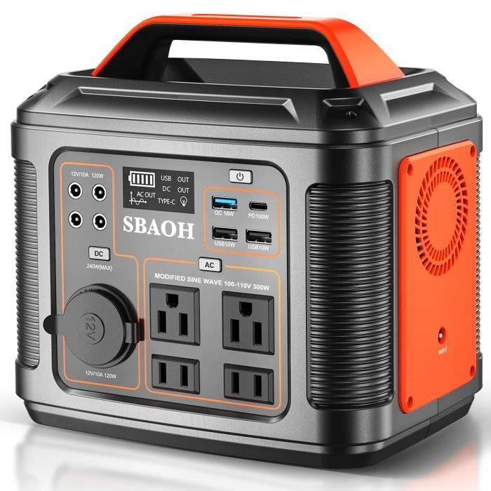 Station électrique portable, Batterie LiFeP04, 300 Wh, 1 prises CA de