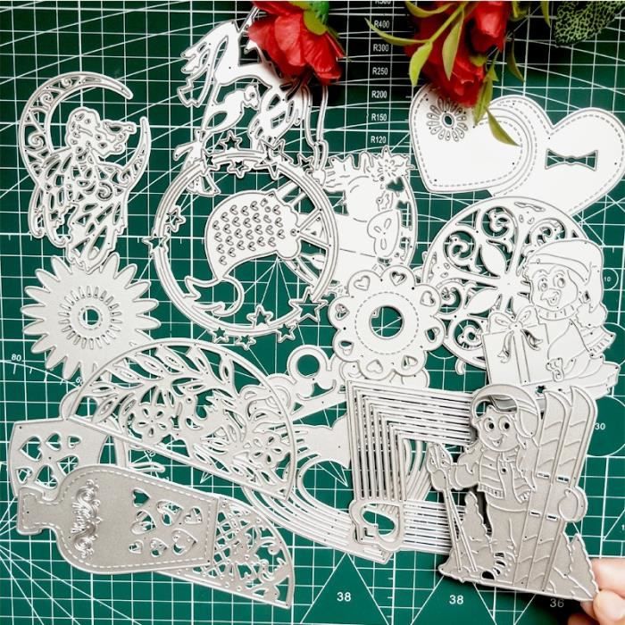 4 Découpeurs Acier Pour Scrapbooking - Gabarits Pochoirs Motifs Feuilles - Pour Cartes, Albums, DIY Papier