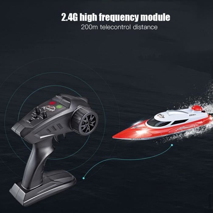 KENANLAN Mini Bateau Télécommandé 2.4GHz Navire De Guerre - Recharge USB Magnétique - Jouet Enfant Piscine Baignoire